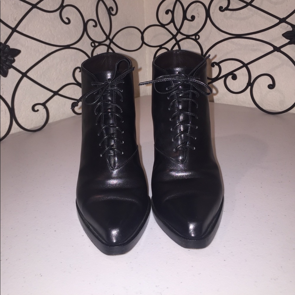 Black Leather Ankle Boots 5.5 - Picture 3 of 11